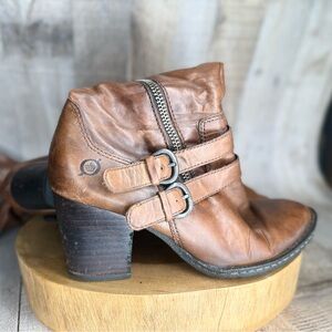 Born Brown Leather Heeled Boots